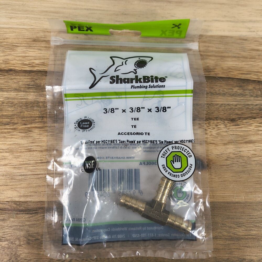 SHARKBITE 3/8 x 3/8 x 3/8 in PEX Crimp Brass Tee  | Part# UC360LFA